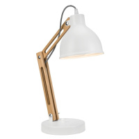 Bielo-hnedá stolová lampa s kovovým tienidlom (výška  44 cm) Marcello – LAMKUR