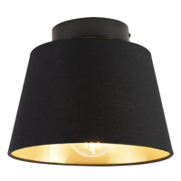 Stropná lampa s bavlneným tienidlom čierna so zlatom 20 cm - čierna Combi