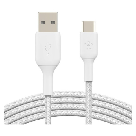 Belkin BOOST Charge Braided USB-C/USB-A odolný kábel, 1m, biely