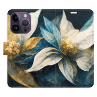 Flipové puzdro iSaprio - Gold Flowers - iPhone 14 Pro