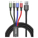 Kábel Baseus CA1T4-A01, Fast 4in1 2x Lightning USB-C MicroUSB 3.5A, 1.2m, čierny