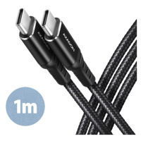 AXAGON BUCM-CM10AB cable USB-C   USB-C 2.0, 1m, PD 60W, 3A, ALU, braid, Black