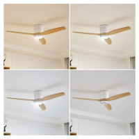 Stropný ventilátor Lucande LED Faipari, biely, DC, tichý, 132 cm