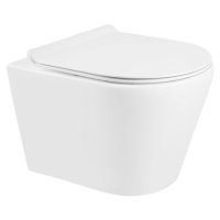 MEXEN/S - Rico Závesná WC misa Rimless vrátane sedátka s slow-slim, Duroplast, biela 30720100