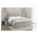 Bielo-krémová čalúnená dvojlôžková posteľ s úložným priestorom 180x200 cm Flip – Ropez