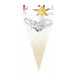 LED hviezda papierová závesná so zlatými trblietkami na okrajoch, biela, 60 cm, vnútorná (
