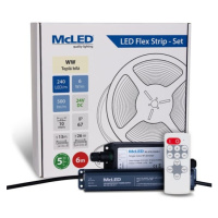 McLED  LED páska - sada 6 m + Prijímač Nano IP67, 240 LED/m, WW, 6 W/m, DC 24V, 500 lm/m, CRI90,