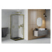 MEXEN/S - Rio sprchovací kút 70x70, transparent, zlato + vanička Flat, czarn 860-070-070-50-00-4
