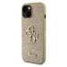 Guess PU Fixed Glitter 4G Metal Logo Zadný Kryt pre iPhone 15 Gold