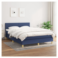 vidaXL Posteľný rám boxspring s matracom modrý 140x200 cm látka