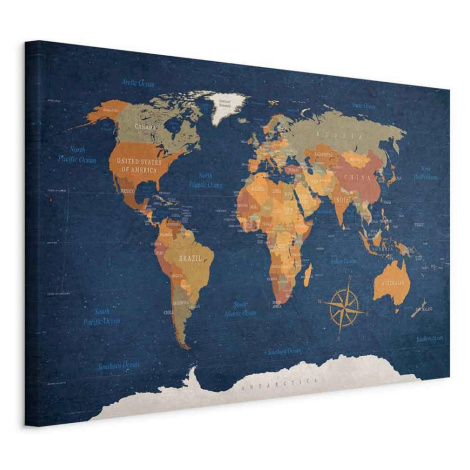 artgeist OBRAZ NA PLÁTNE, mapa sveta, 120/80/1,2 cm