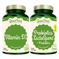 GREENFOOD NUTRITION Probiotiká Lactospore® + Prebiotiká + Vitamín D3 2 x 60 kapsúl