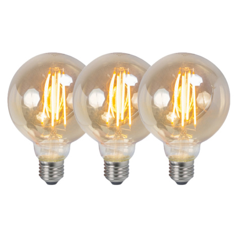 Sada 3 stmievateľných LED žiaroviek E27 G95 dymová 5W 380lm 2200K LUEDD