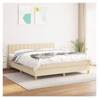 vidaXL Posteľný rám boxspring s matracom krémový 180x200 cm látka