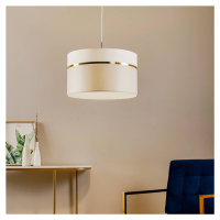 Textilná závesná lampa Long 1-pl biela/sivá/mosadz