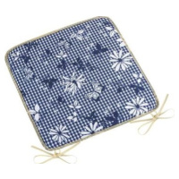 BELLATEX Sedák DITA 34/410 – hladký, 40 × 40, modrá kocka s kvetom