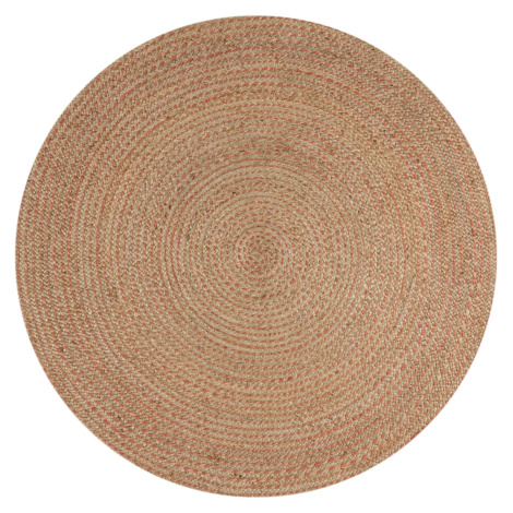 Kusový koberec Capri Jute Natural/Coral kruh Rozmery kobercov: 133x133 (priemer) kruh