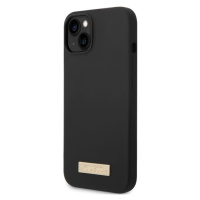 Silikónové puzdro Guess na Apple iPhone 14 Plus GUHMP14LSBPLP Silicone Metal Logo MagSafe čierne