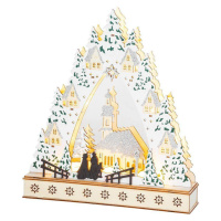 Dekorácia MagicHome Vianoce, Dedinka, LED, MDF, 30x7x33,5 cm