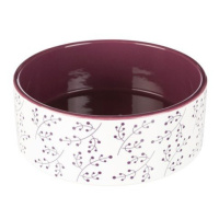 Trixie Bowl, flower motif, ceramic, 1.4 l/ř 20 cm, white/berry