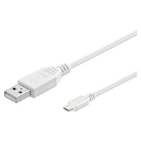 PremiumCord kábel USB 2.0 A-Micro USB B 3m biely