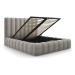Svetlosivá čalúnená dvojlôžková posteľ s úložným priestorom s roštom 160x200 cm Kelp – Micadoni 