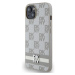 DKNY PU Leather Checkered Pattern and Stripe Zadný Kryt pre iPhone 14 Beige