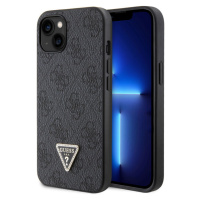 Guess PU 4G Strass Triangle Metal Logo Zadný Kryt pre iPhone 15 Black