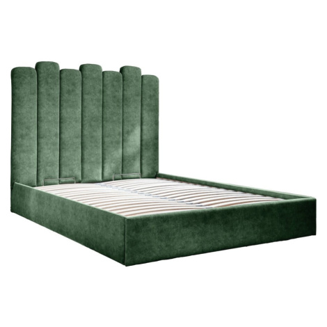 Zelená čalúnená dvojlôžková posteľ s úložným priestorom s roštom 180x200 cm Dreamy Aurora – Miuf Miuform