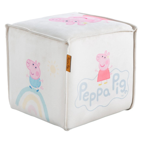 Biely zamatový detský puf Peppa Pig – Roba