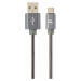 GEMBIRD Kábel USB 2.0 AM na Type-C kábel (AM/CM), 2m, metalická špirála, sivý, blister, PREMIUM 