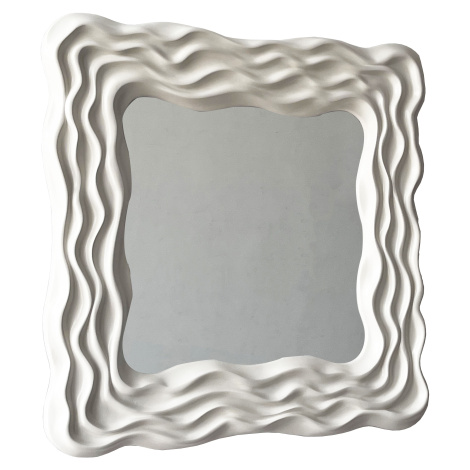 Estila Dizajnové štvorcové nástenné zrkadlo Fouetté so zdobeným rámom s reliéfnym vlnovkovým vzo