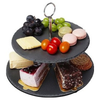 Dvojposchodový kamenný tanier na torty a občerstvenie vE-6231
