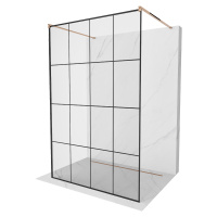 Mexen Kioto, priechodná sprchová zástena Walk-in 150 x 200 cm, 8mm číre sklo-čierny vzor, profil