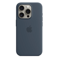 Apple iPhone 15 Pro, Silikónové puzdro, kompatibilné s Magsafe, tmavomodré, továrenské