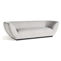 Estila Luxusná art deco sedačka Silviana s buklé čalúnením v sivo bielej farbe s čiernou podstav