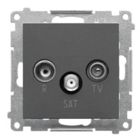 Anténná zásuvka R-TV-SAT priechodná, prístroj s krytom, grafit matný