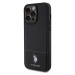 U.S. Polo PU Leather Mesh Pattern Double Horse Zadný Kryt pre iPhone 15 Pro Black