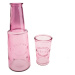 Ružová sklenená karafa s pohárom, 800 ml