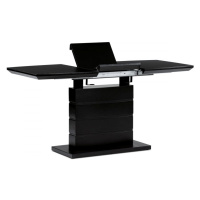 AUTRONIC HT-420 BK Jedálenský stôl 110+40x70 cm, čierna 4 mm sklenená doska, MDF, čierny matný l