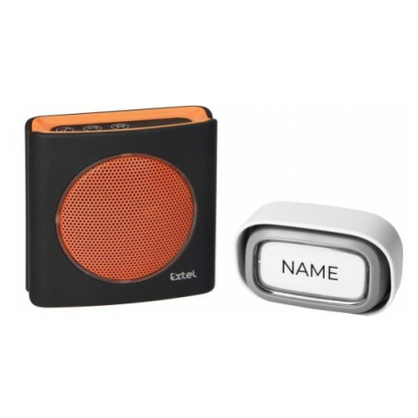 Bezdrôtový zvonček s menovkou na tlačidle 85dB, 200m čierna/oranžová, EXTEL Flash Soft