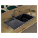 Sink Quality Ferrum, kuchynský granitový drez 770x450x190 mm + zlatý sifón, čierna škvrnitá-BROC