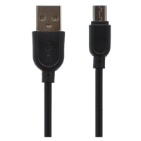 Nabíjací a dátový kábel USB, microUSB, 100 cm, predĺžená hlava, čierny