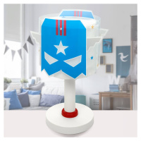 Stolná lampa Dalber Blue Hero, biela/modrá, výška 30 cm