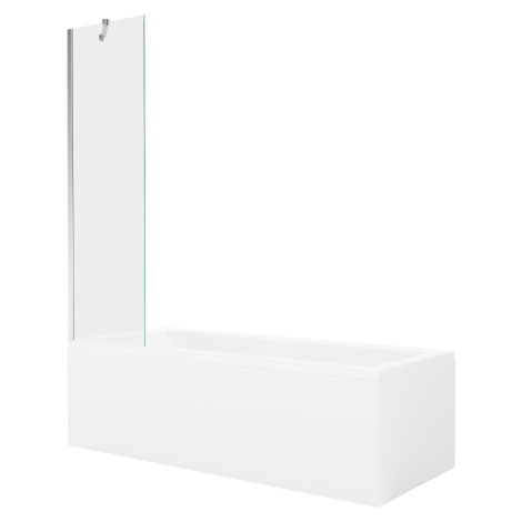 MEXEN/S - Cubik obdĺžniková vaňa 160 x 70 cm s panelom + vaňová zástena 50 cm, transparent, chró