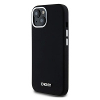 DKNY Liquid Silicone Silver Metal Logo MagSafe Apple iPhone 15 DKHMP15SSMCHLK Black