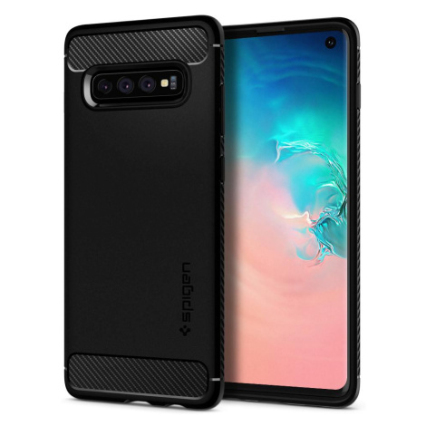 Silikónové puzdro na Samsung Galaxy S10 Spigen Rugged Armor čierne