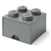 LEGO® úložný box 4 - so zásuvkou tmavo šedý 250 x 250 x 180 mm