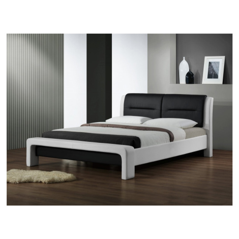 Čalúnená posteľ Cassandra 160x200 dvojlôžko - bielo-čierna Halmar