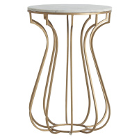 Estila Art-deco luxusný príručný stolík Tweng s kruhovou mramorovou doskou 42cm